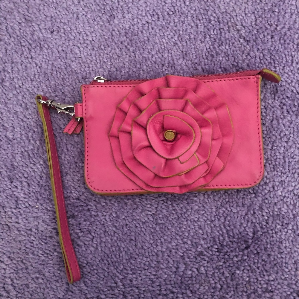 Pink flower wristlet